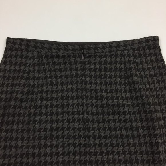 ARMANI COLLEZIONI Italy 100% Virgin Wool Brown/Dk Brown Houndstooth Pencil Skirt - Picture 7 of 7